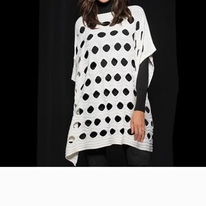 Katherine Barclay Ivory Open-Knit Ponch Cape Sweater